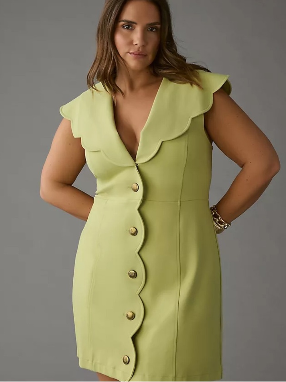 MAEVE Scallop Button Up Dress